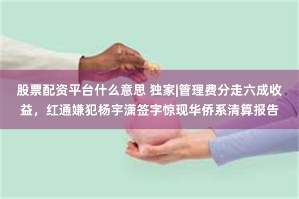股票配资平台什么意思 独家|管理费分走六成收益，红通嫌犯杨宇潇签字惊现华侨系清算报告