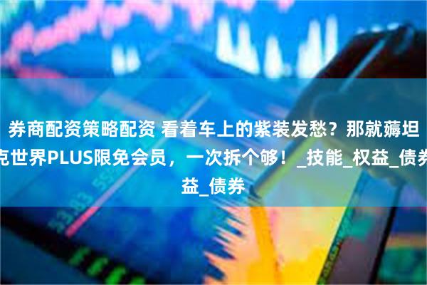 券商配资策略配资 看着车上的紫装发愁？那就薅坦克世界PLUS限免会员，一次拆个够